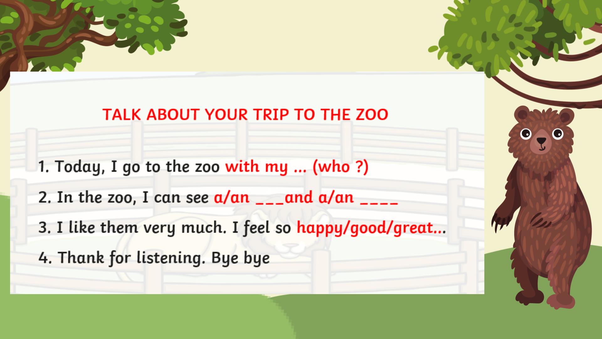 4. Homework: Describing a zoo tour